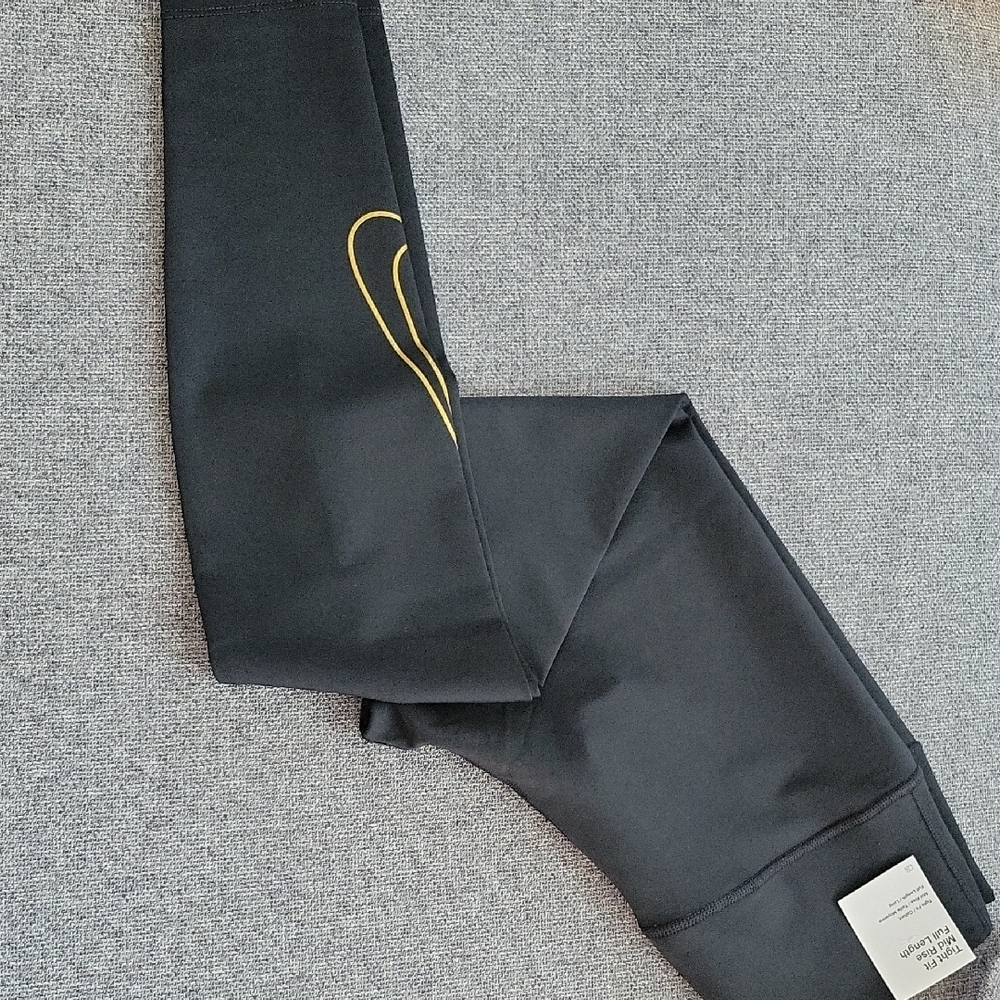 Black Leggings with Gold Detail
